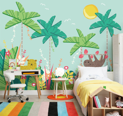 Origin Murals Jungle Animals Blue 350cm X 280cm