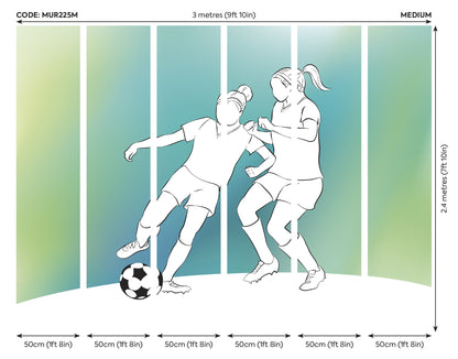 Origin Murals Girls Playing Football Green 300cm X 240cm
