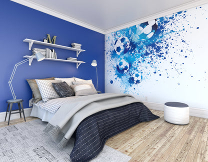Origin Murals Football Splash Blue 300cm X 240cm
