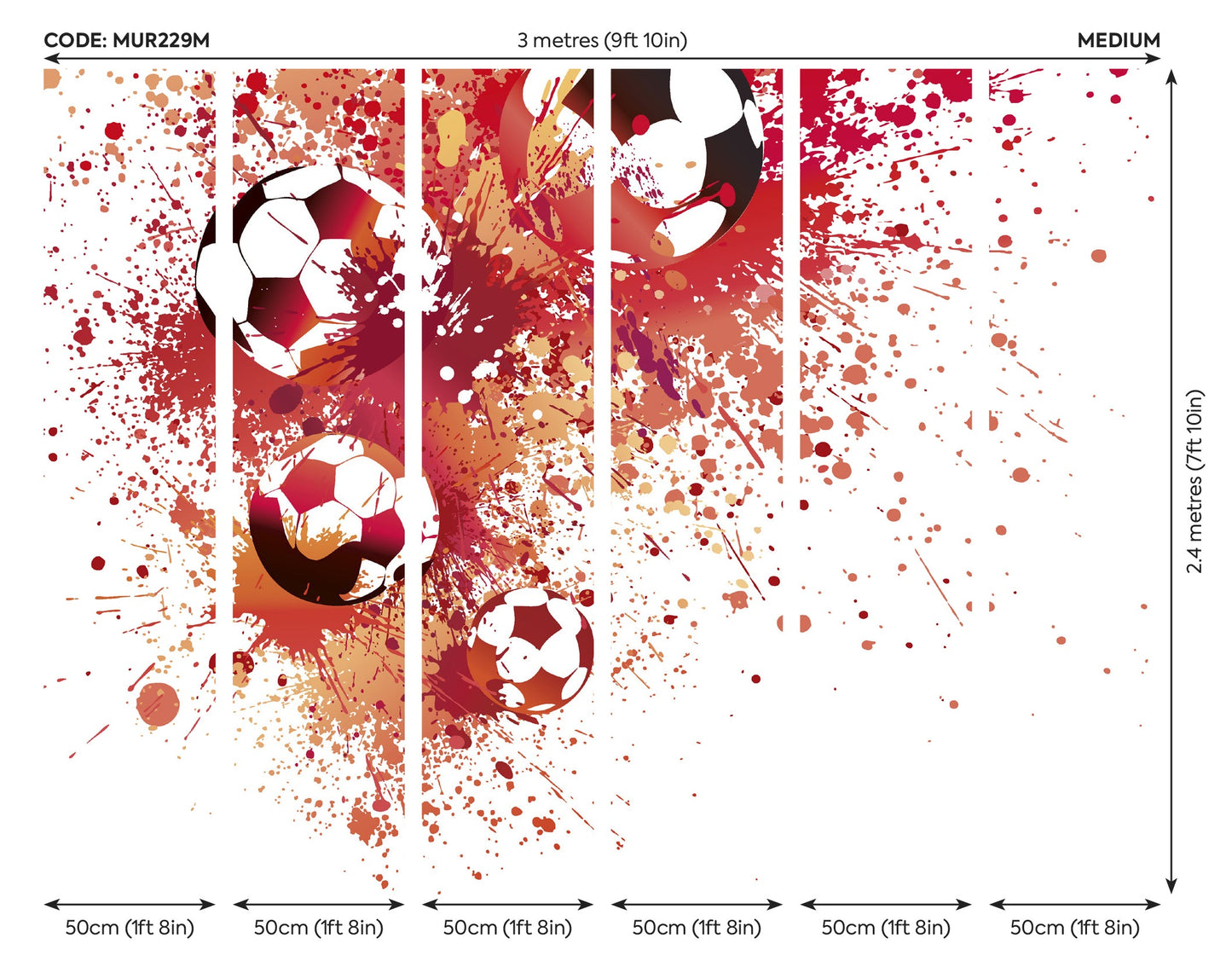 Origin Murals Football Splash Red 300cm X 240cm