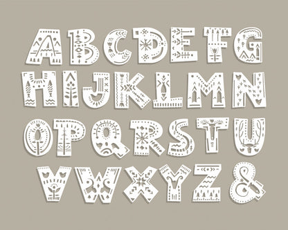 Origin Murals Alphabet Patterns Multi 350cm X 280cm