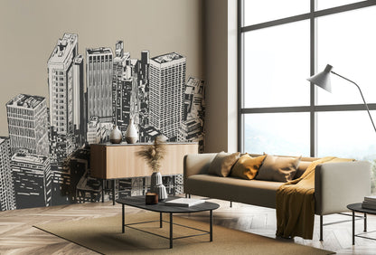 Origin Murals Urban City Skyscrapers Natural 350cm X 280cm