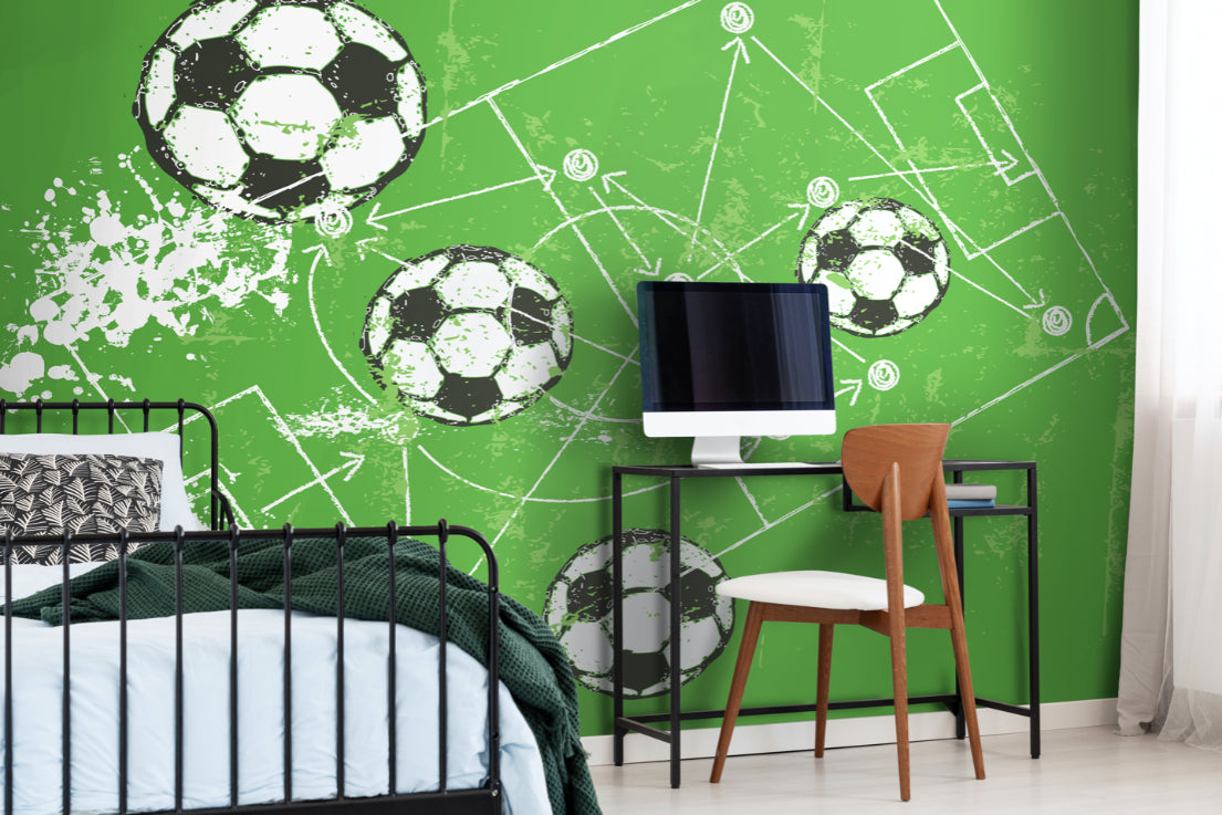 Origin Murals Football Grunge Texture Green 350cm X 280cm