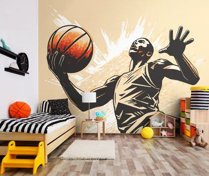 Origin Murals Graphic Basketball Player Orange 300cm X 240cm