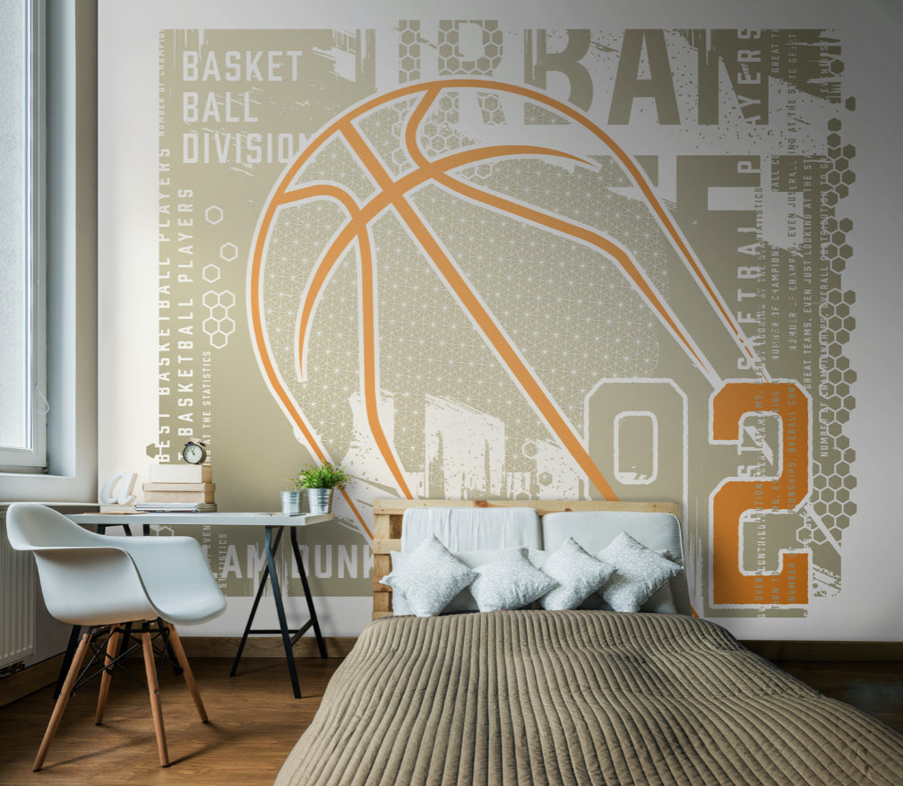 Origin Murals Modern Basketball Grey 350cm X 280cm