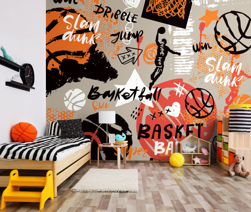 Origin Murals Graffiti Basketball Orange 350cm X 280cm
