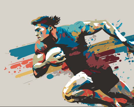 Origin Murals Rugby Player In Graphic Style Natural 350cm X 280cm
