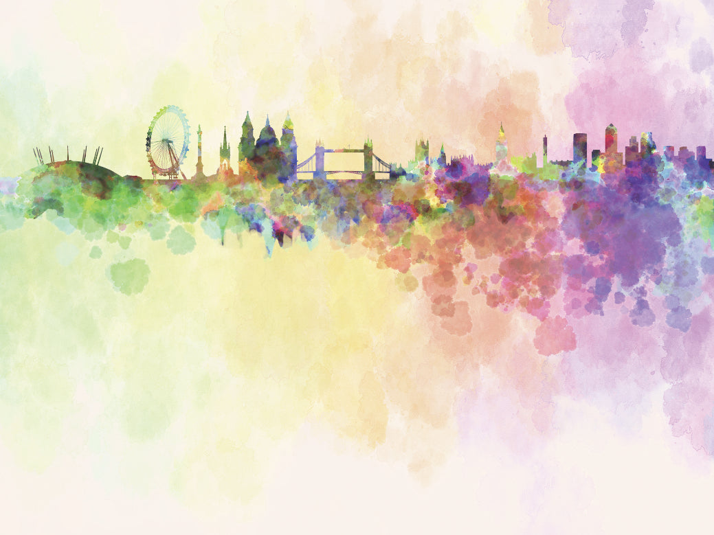 Origin Murals Watercolour London Skyline Multi 350cm X 280cm