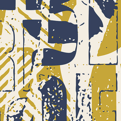 Origin Murals Letterpress Graffiti Navy Yellow 350cm X 280cm