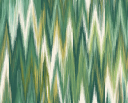 Origin Murals Ikat Zig Zag Forest Green 300cm X 240cm