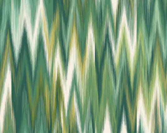 Origin Murals Ikat Zig Zag Forest Green 300cm X 240cm