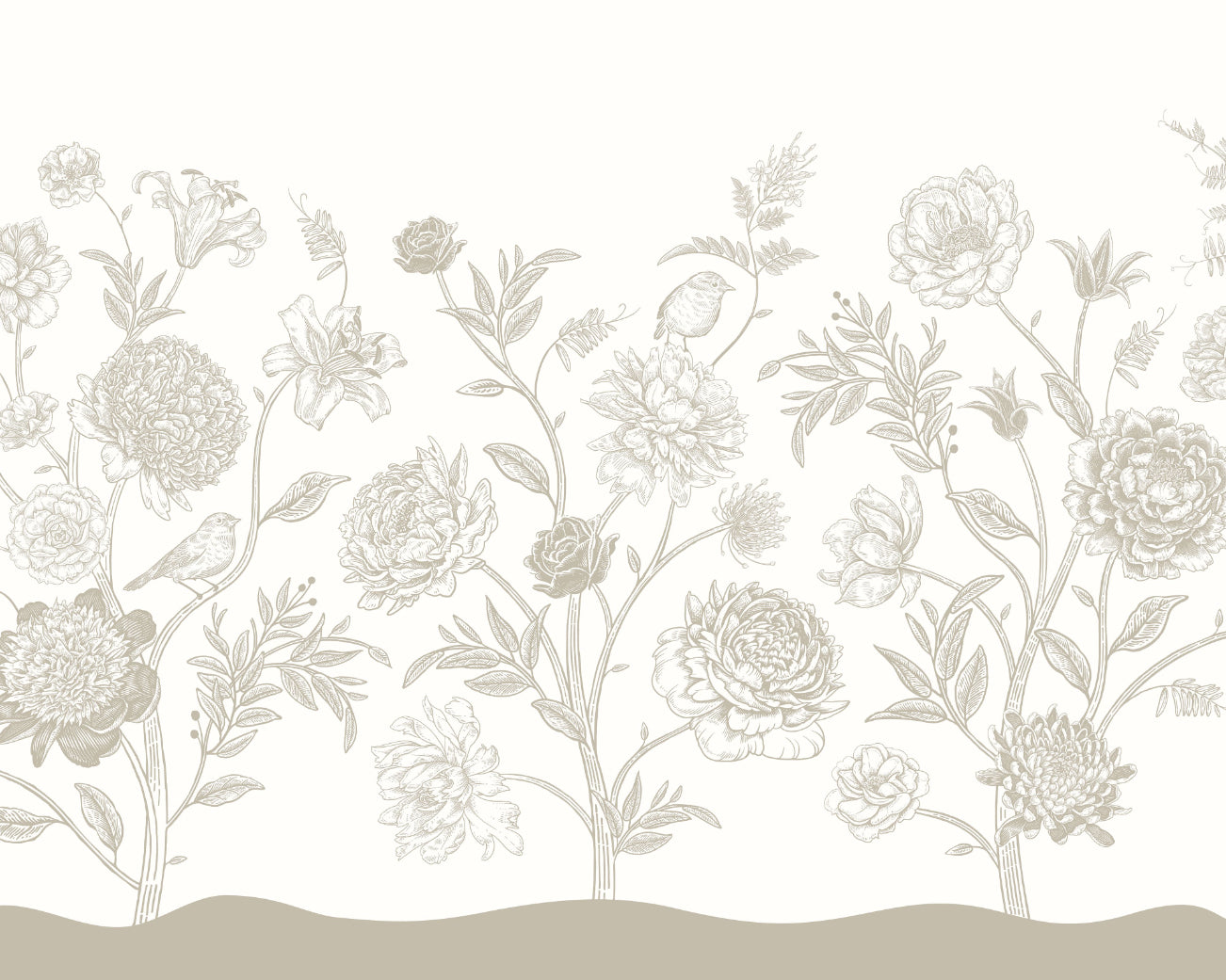 Origin Murals Jacobean Rose Trail Natural Stone 300cm X 240cm