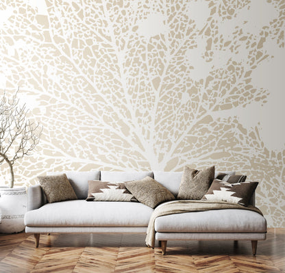 Origin Murals Skeleton Leaf Natural Linen 350cm X 280cm