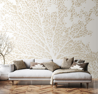 Origin Murals Skeleton Leaf Natural Linen 300cm X 240cm