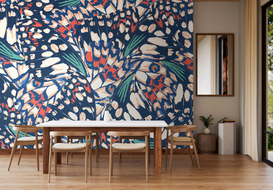 Origin Murals Butterfly Wings Navy Blue Coral 300cm X 240cm