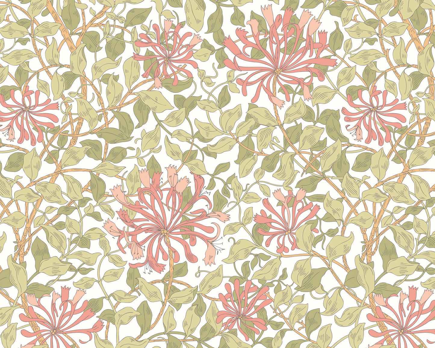 Origin Murals Honeysuckle Soft Coral 300cm X 240cm