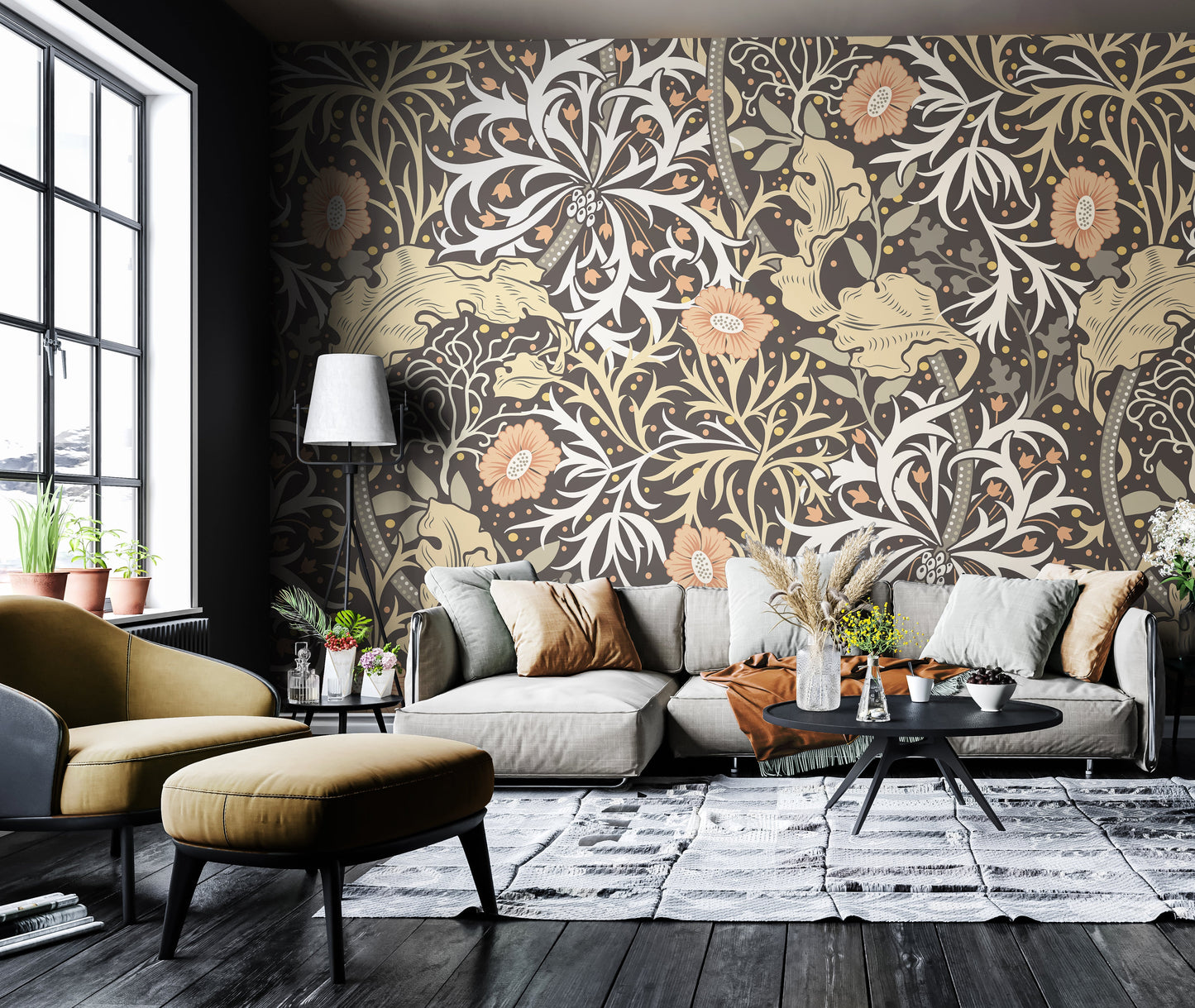 Origin Murals Trailing Seaweed Garden Charcoal 300cm X 240cm