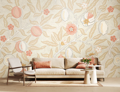 Origin Murals Fruit And Foliage Soft Linen 300cm X 240cm