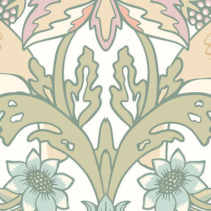 Origin Murals Birds Fruit And Foliage Sage And Apricot 300cm X 240cm