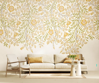 Origin Murals Cascading Rosehip Gold And Olive 300cm X 240cm