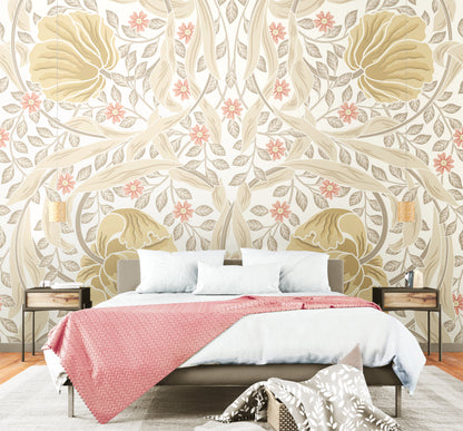 Origin Murals Flower Circle Linen And Blush 350cm X 280cm