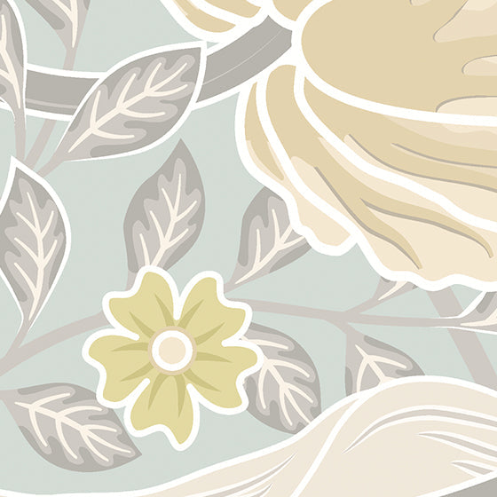 Origin Murals Flower Circle Duck Egg And Linen 350cm X 280cm