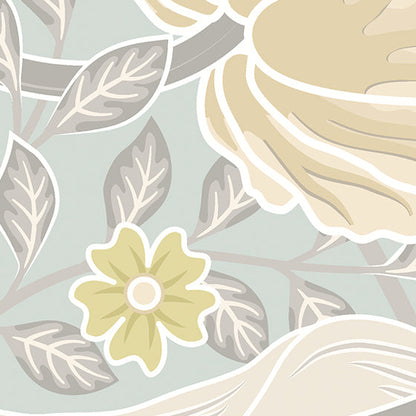 Origin Murals Flower Circle Duck Egg And Linen 350cm X 280cm