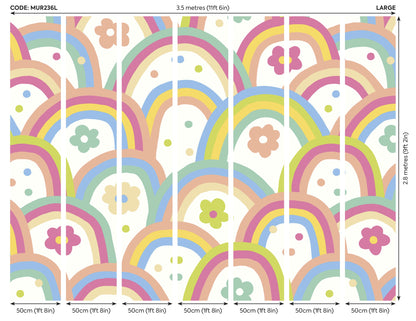 Origin Murals Rainbow Wobble Coral Pinks 350cm X 280cm