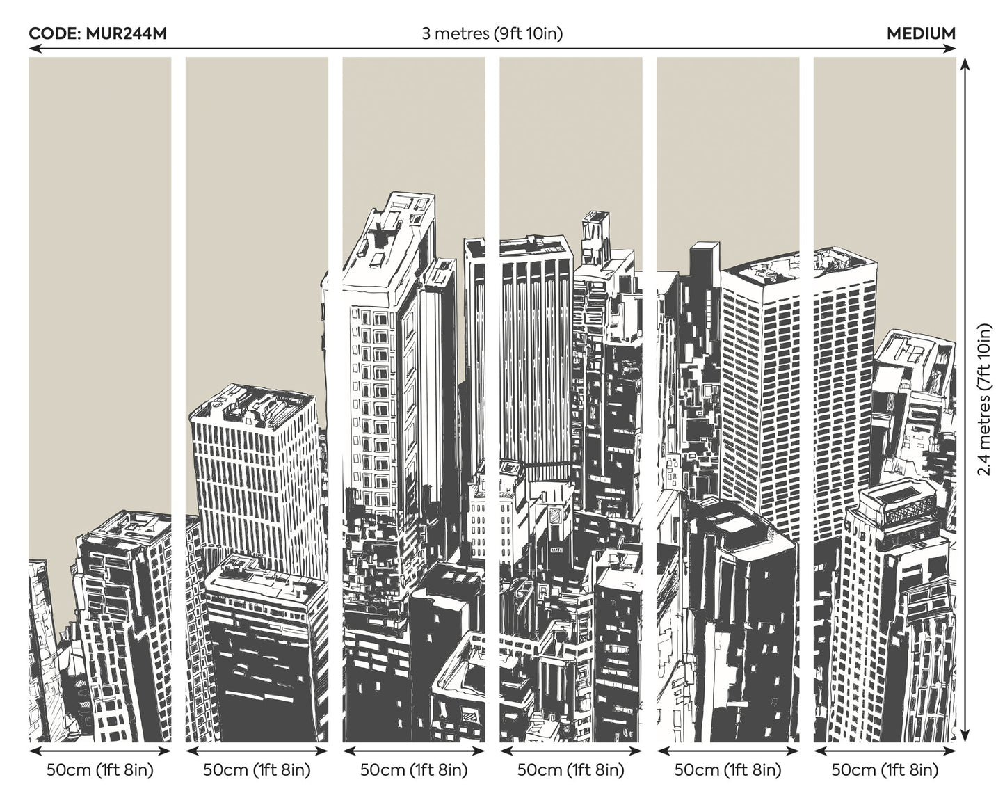 Origin Murals Urban City Skyscrapers Natural 300cm X 240cm