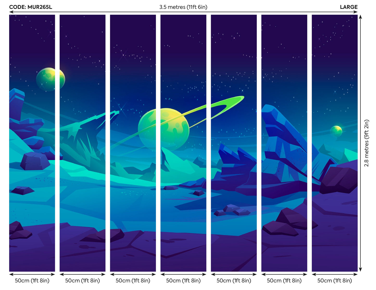 Origin Murals Space Landscape Blue 350cm X 280cm