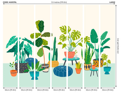 Origin Murals Houseplant Pots Blue 350cm X 280cm