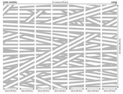Origin Murals Striped Criss Cross Pattern Grey 350cm X 280cm