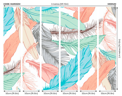 Origin Murals Oversized Feathers Multi 300cm X 240cm
