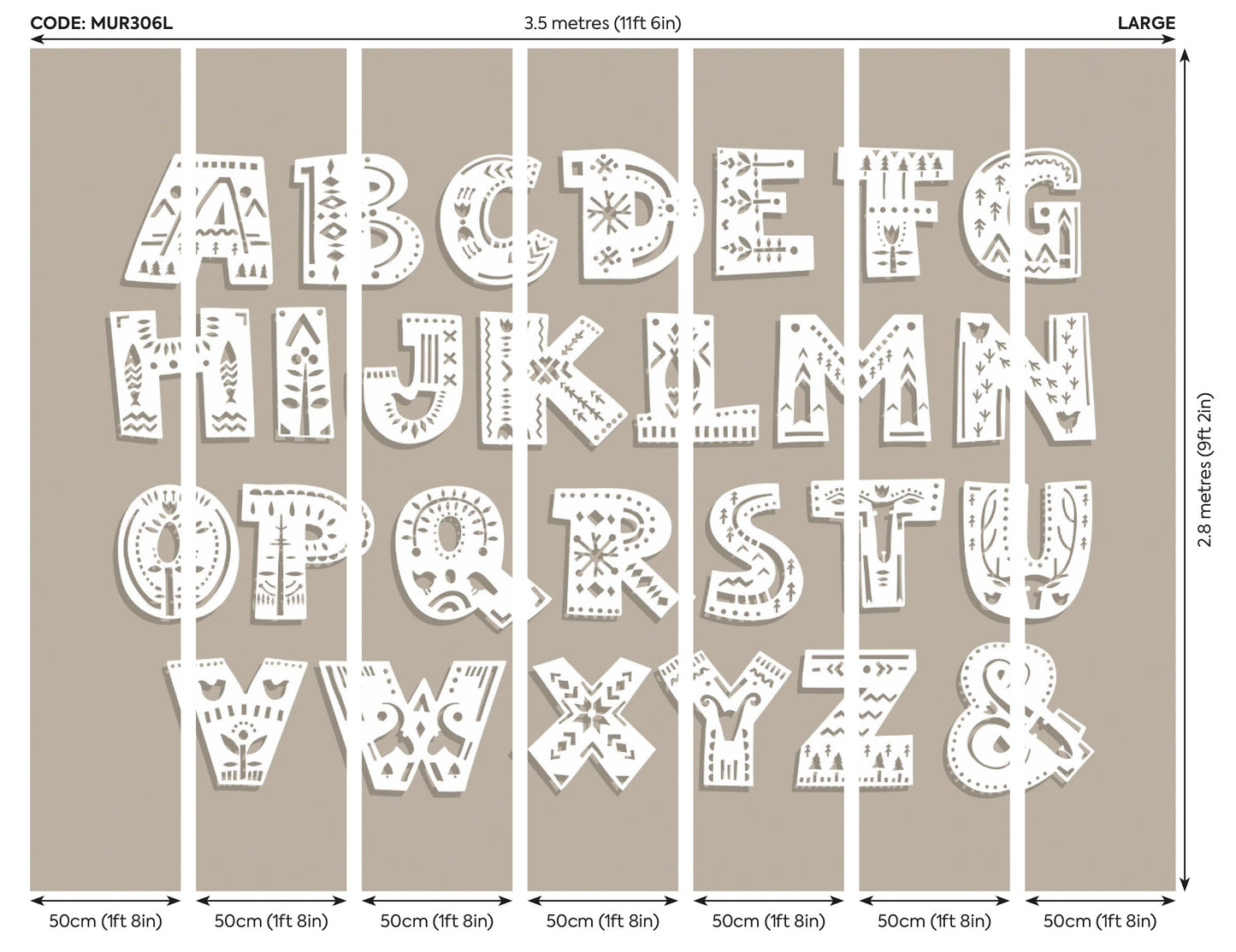 Origin Murals Alphabet Patterns Multi 350cm X 280cm