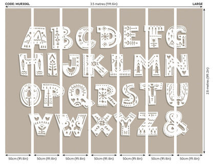 Origin Murals Alphabet Patterns Multi 350cm X 280cm