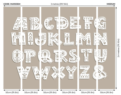 Origin Murals Alphabet Patterns Multi 300cm X 240cm X