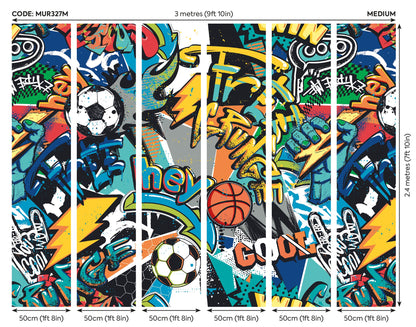 Origin Murals Sports Graffiti Blue 300cm X 240cm