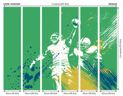 Origin Murals American Footballers Paint Splash Green 300cm X 240cm