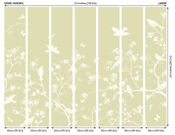 Origin Murals Blossom Trail Soft Green 350cm X 280cm