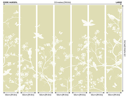 Origin Murals Blossom Trail Soft Green 350cm X 280cm
