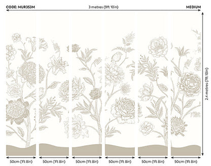 Origin Murals Jacobean Rose Trail Natural Stone 300cm X 240cm