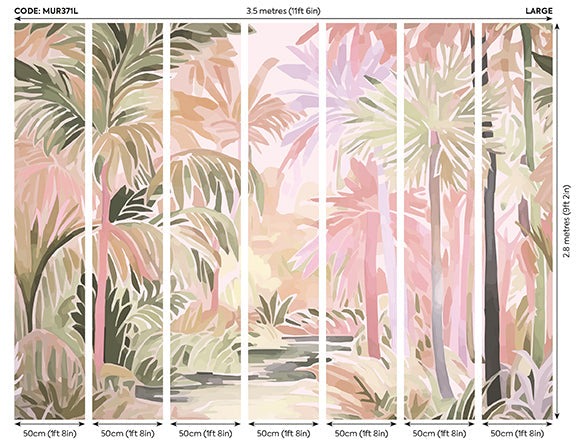 Origin Murals Pretty Palms Natural Blush 350cm X 280cm