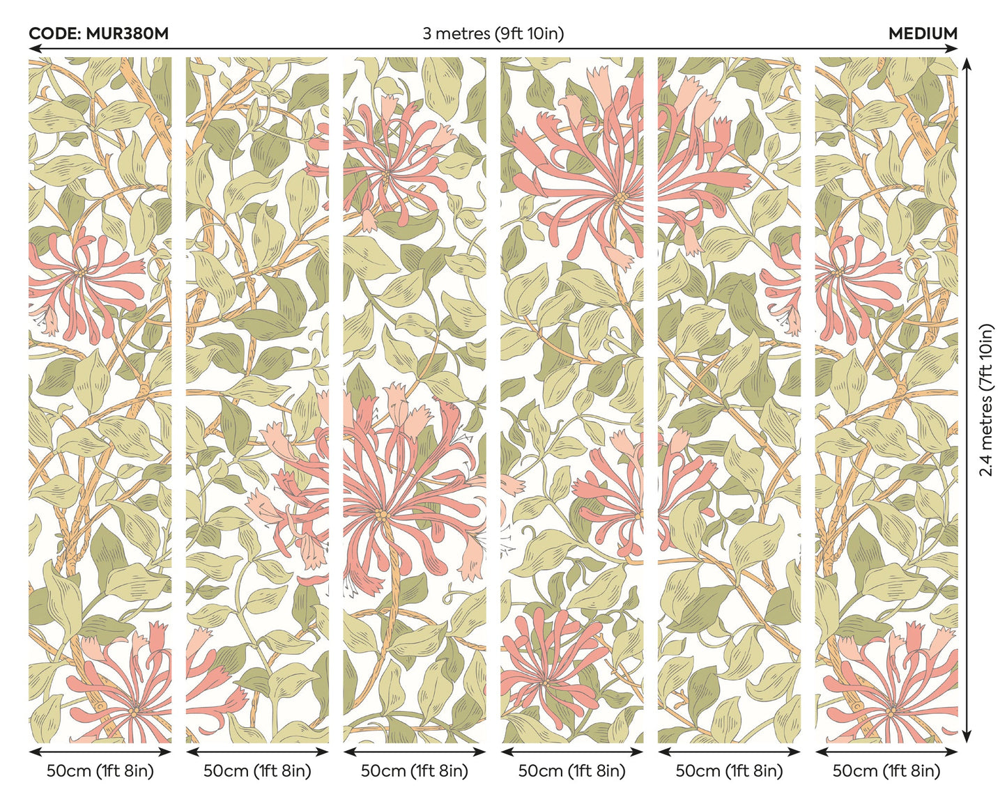Origin Murals Honeysuckle Soft Coral 300cm X 240cm
