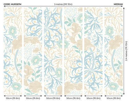 Origin Murals Trailing Seaweed Garden Blue And Linen 300cm X 240cm