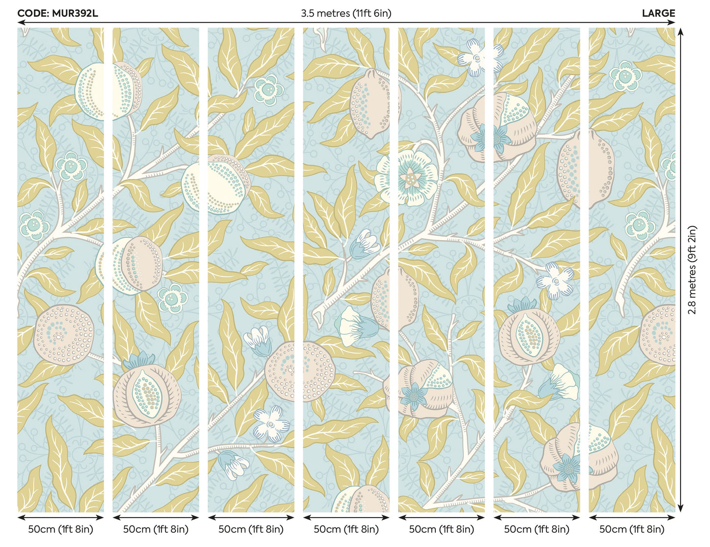 Origin Murals Fruit And Foliage Wedgewood Blue 350cm X 280cm