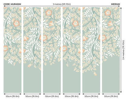 Origin Murals Cascading Rosehip Seafoam And Apricot 300cm X 240cm