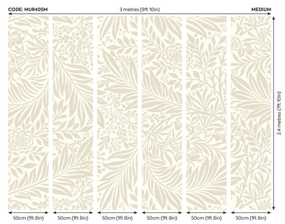 Origin Murals Trailing Ferns Stone And Linen 300cm X 240cm