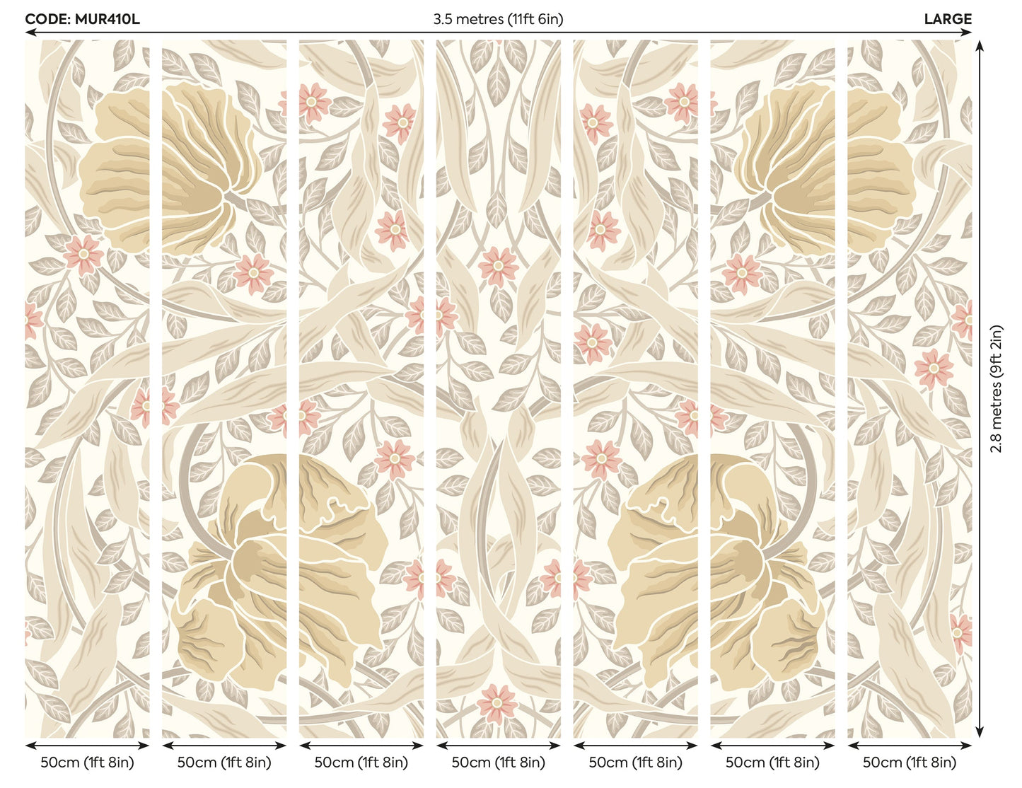 Origin Murals Flower Circle Linen And Blush 350cm X 280cm