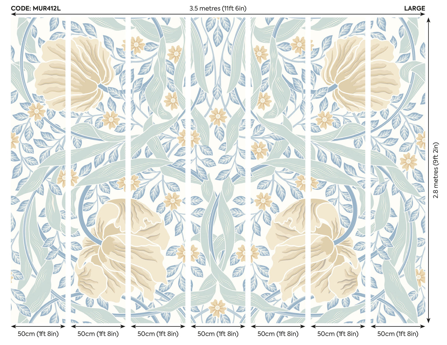 Origin Murals Flower Circle Soft Blue 350cm X 280cm