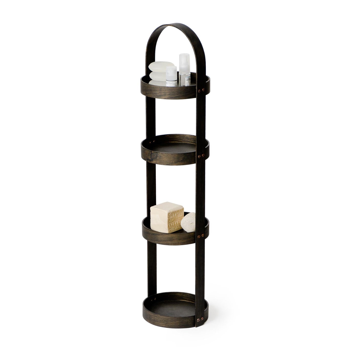 Wireworks Round Caddy 4 Tray Dark Oak